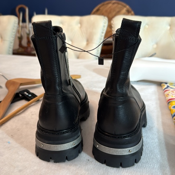 ANN DEMEULEMEESTER  WOMENS METAL DETAILED PLATFORM ANKLE ZIP BOOTS - TUCSON NERO - Picture 6 of 9